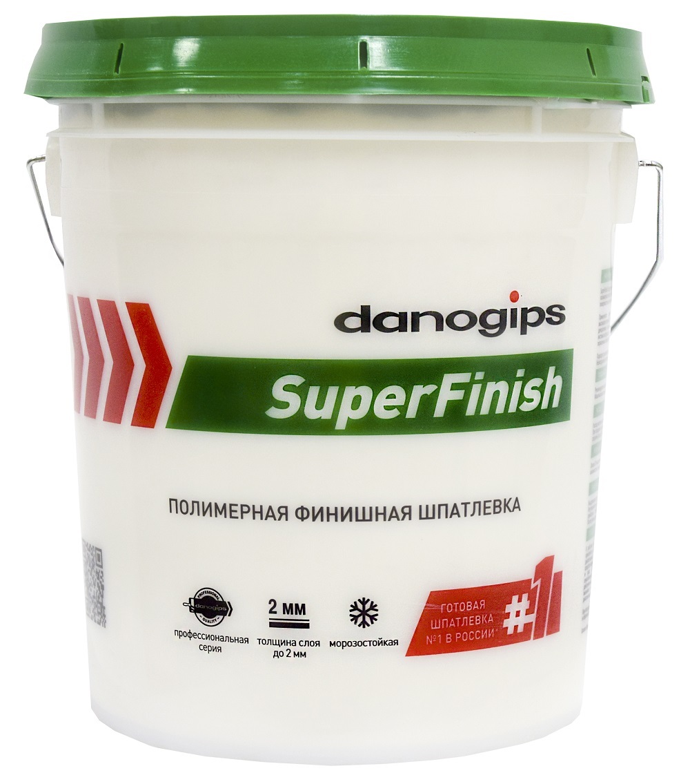 Шпатлевка универсальная DANOGIPS SuperFinish белый 17 л — цена в Салавате,  купить в интернет-магазине, характеристики и отзывы, фото